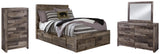 Derekson Panel Bed with 6 Storage Drawers with Mirrored Dresser and Chest
