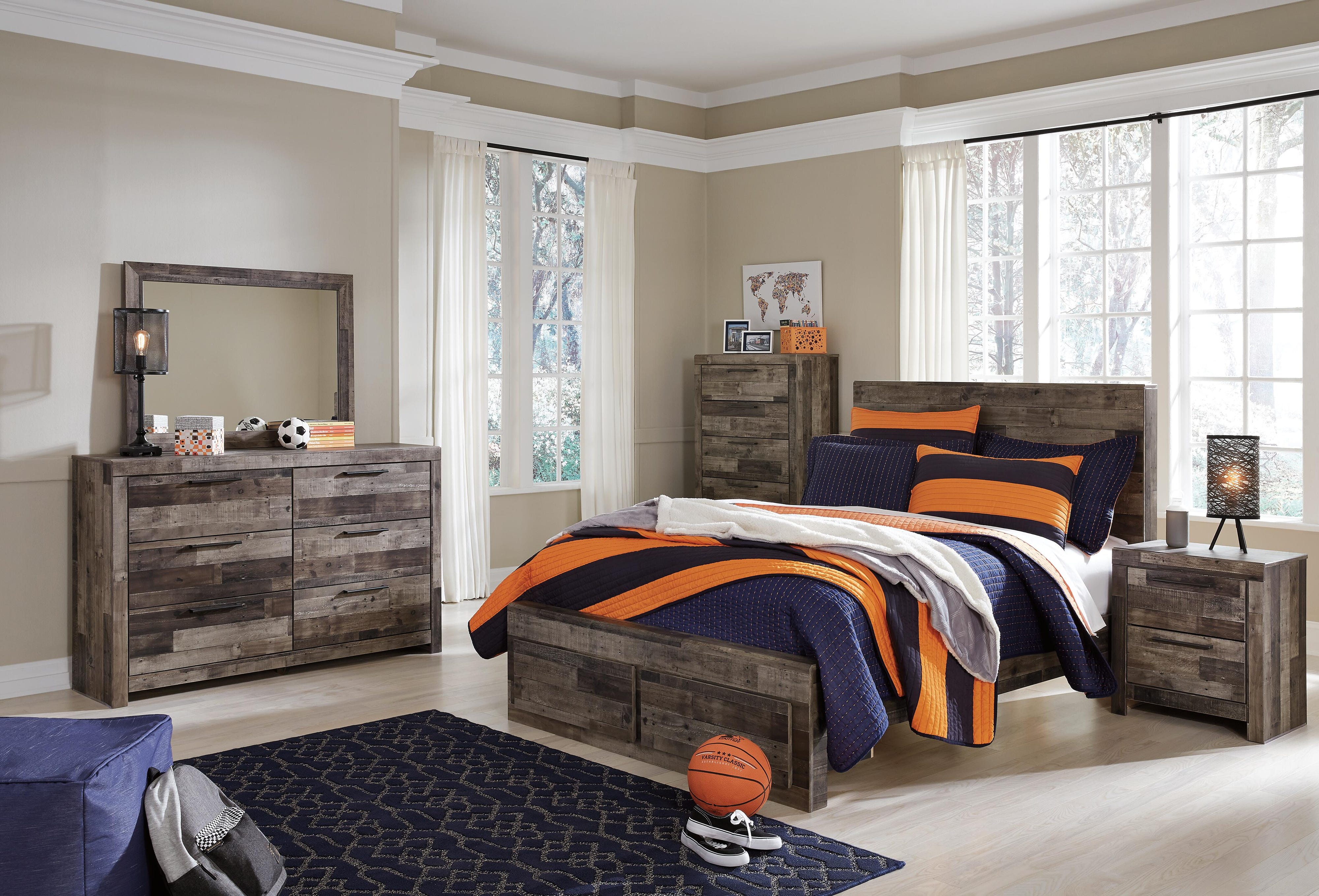 Derekson Panel Bed with 2 Storage Drawers