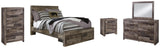 Derekson Panel Bed with 2 Storage Drawers with Mirrored Dresser, Chest and Nightstand