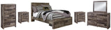 Derekson Panel Bed with 2 Storage Drawers with Mirrored Dresser, Chest and 2 Nightstands