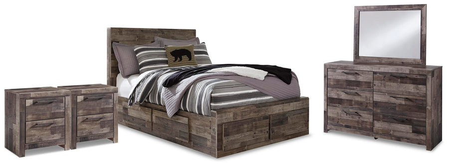 Derekson Panel Storage Bed, Dresser, Mirror and 2 Nightstands