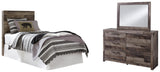 Derekson Panel Headboard with Mirrored Dresser
