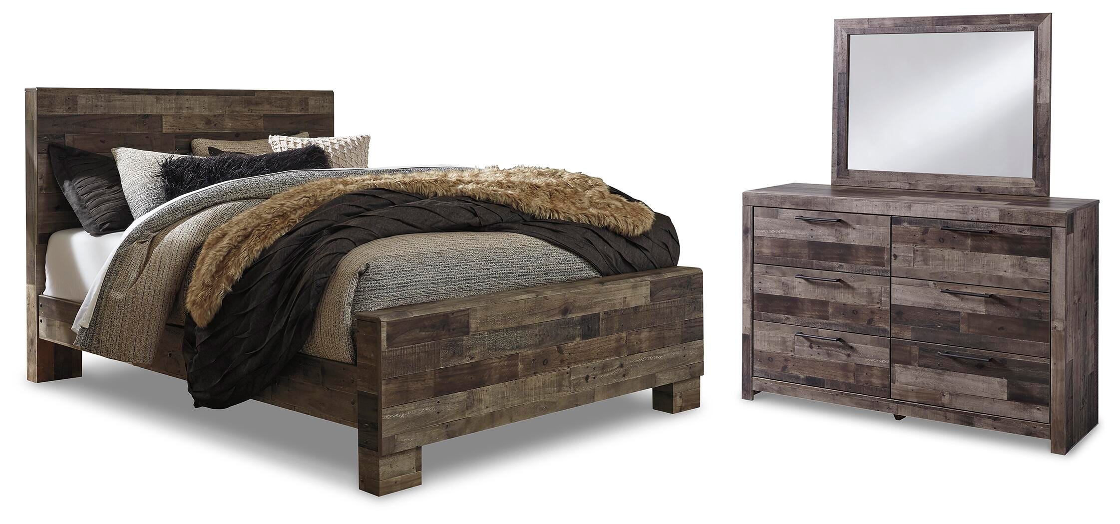 Derekson Panel Bed, Dresser and Mirror