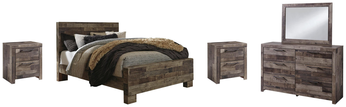 Kensley Panel Bed with Mirrored Dresser and 2 Nightstands