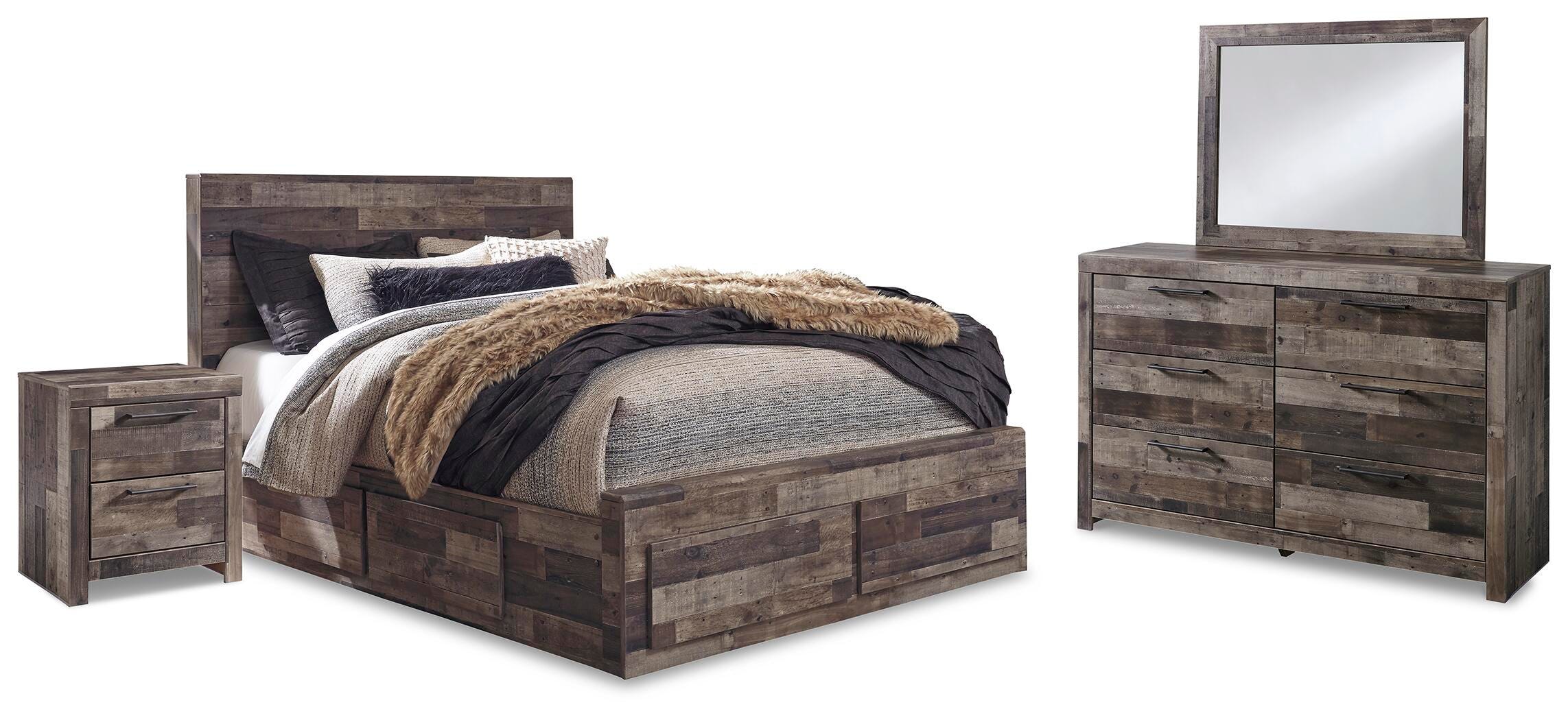 Derekson Panel Storage Bed, Dresser, Mirror and 2 Nightstands