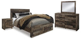 Derekson Panel Bed with 2 Storage Drawers with Mirrored Dresser and Nightstand