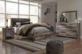 Derekson Panel Bed with 2 Storage Drawers with Mirrored Dresser and Nightstand