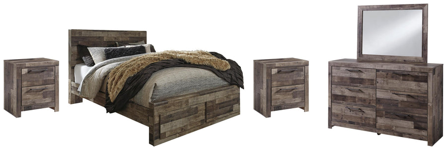 Derekson Panel Storage Bed, Dresser, Mirror and 2 Nightstands