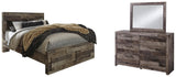 Kensley Panel Bed with 2 Storage Drawers with Mirrored Dresser