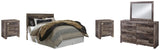 Kensley Panel Headboard with Mirrored Dresser and 2 Nightstands