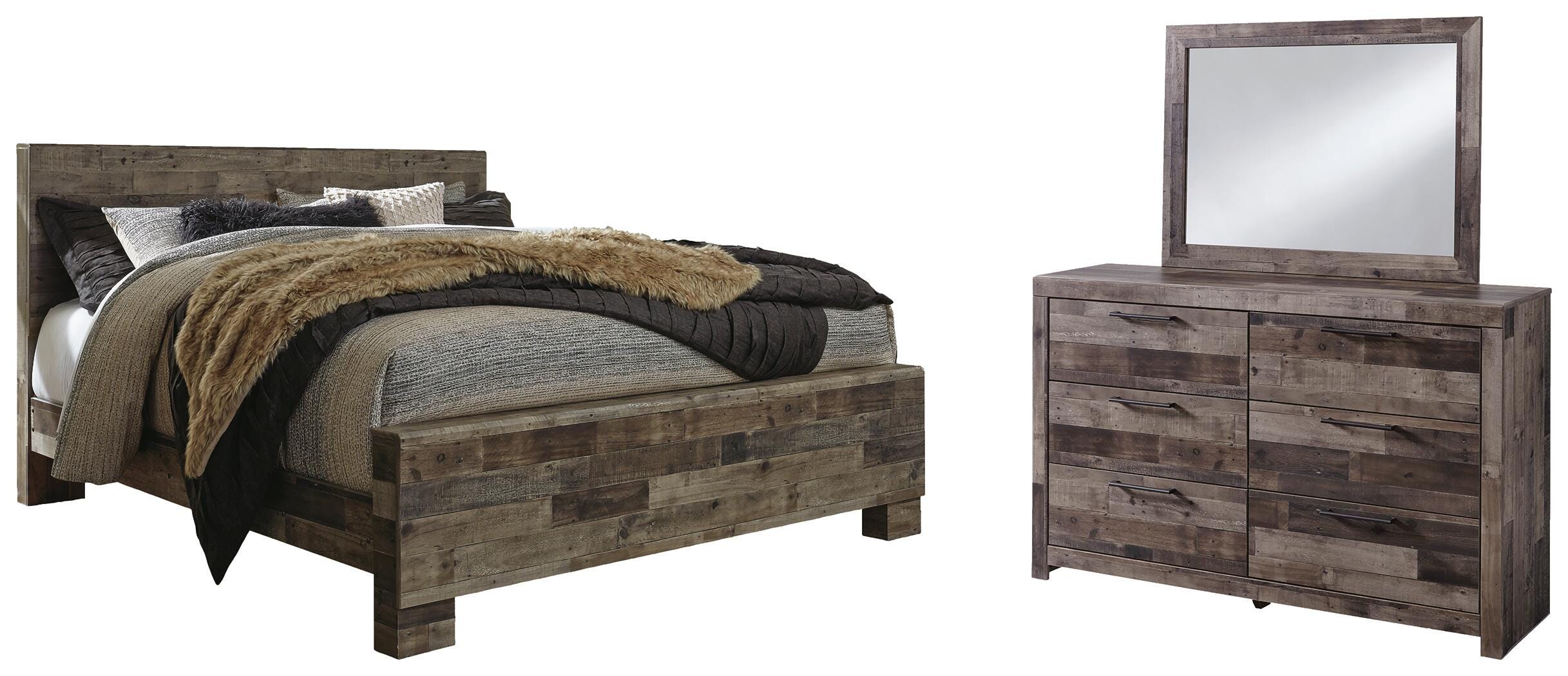 Derekson Panel Bed, Dresser and Mirror