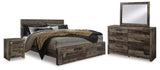 Derekson Panel Storage Bed, Dresser and Nightstand