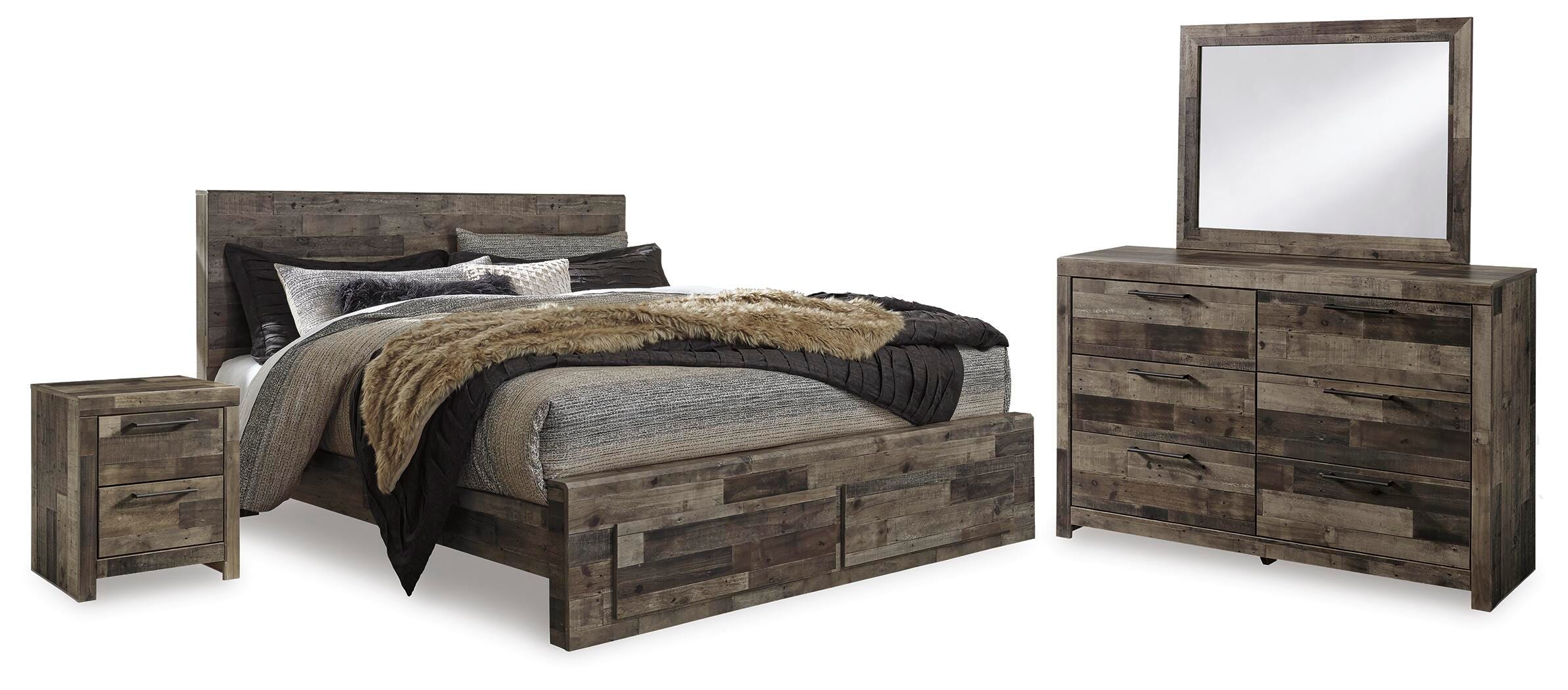 Derekson Panel Storage Bed, Dresser, Mirror and 2 Nightstands
