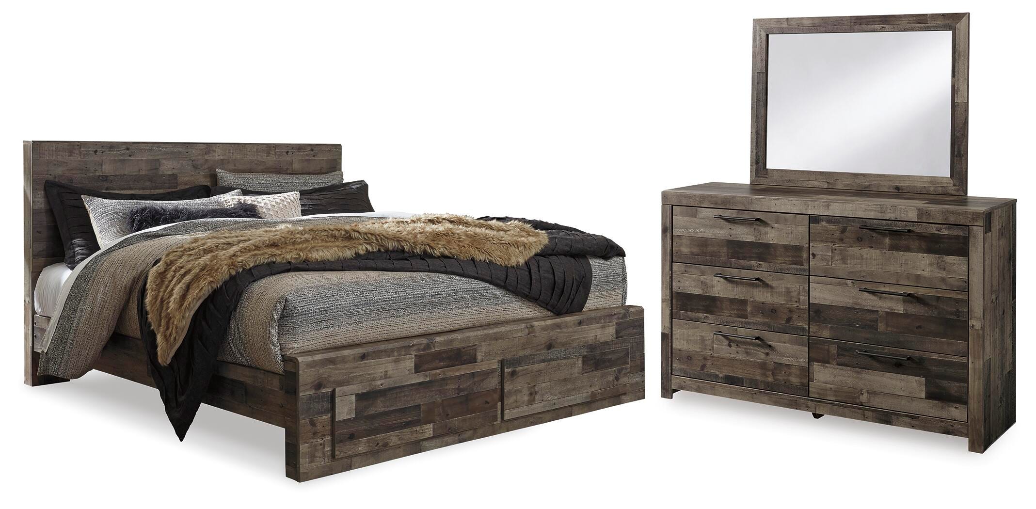 Derekson Panel Storage Bed, Dresser and Mirror
