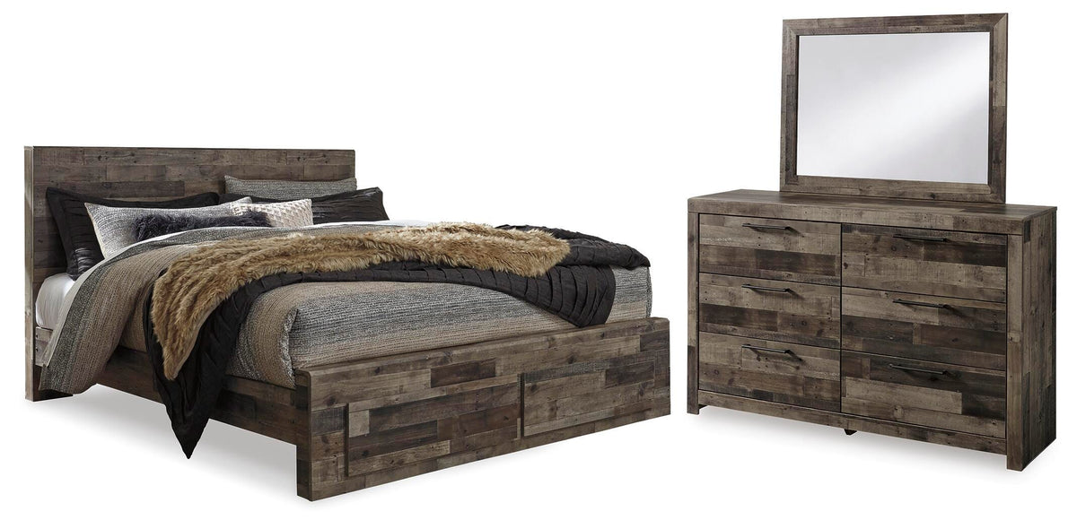 Derekson Panel Storage Bed, Dresser and Mirror