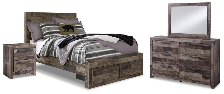 Derekson Panel Storage Bed, Dresser, Mirror and Nightstand