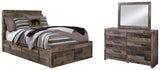 Derekson Panel Bed with 6 Storage Drawers with Mirrored Dresser