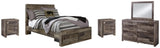 Derekson Panel Bed with 2 Storage Drawers with Mirrored Dresser and 2 Nightstands