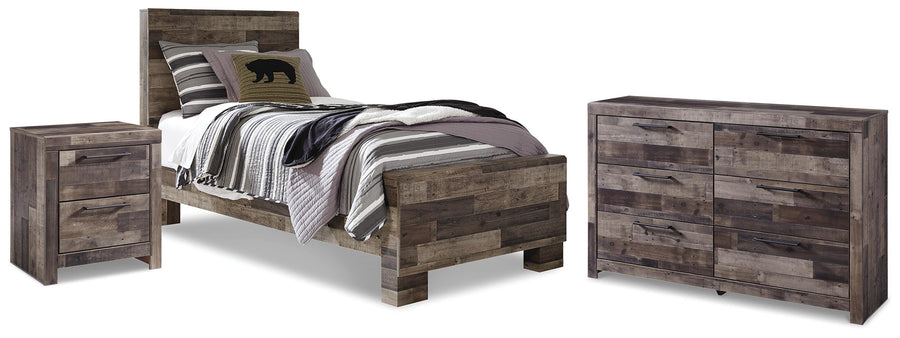 Derekson Panel Bed, Dresser and Nightstand