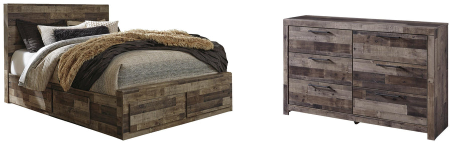 Derekson Panel Bed with 4 Storage Drawers with Dresser