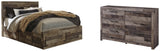 Derekson Panel Bed with 4 Storage Drawers with Dresser