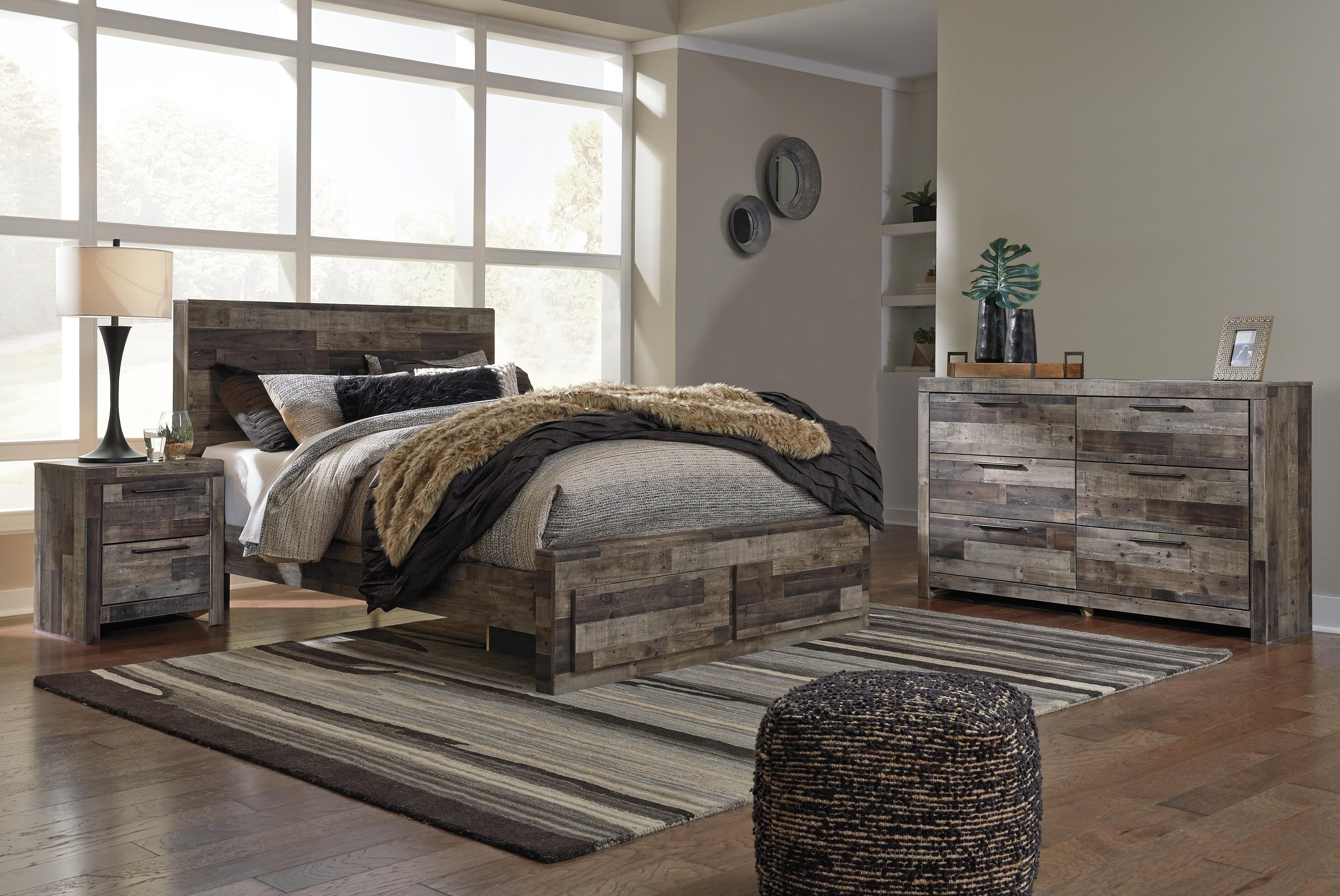 Derekson Panel Storage Bed, Dresser and Nightstand