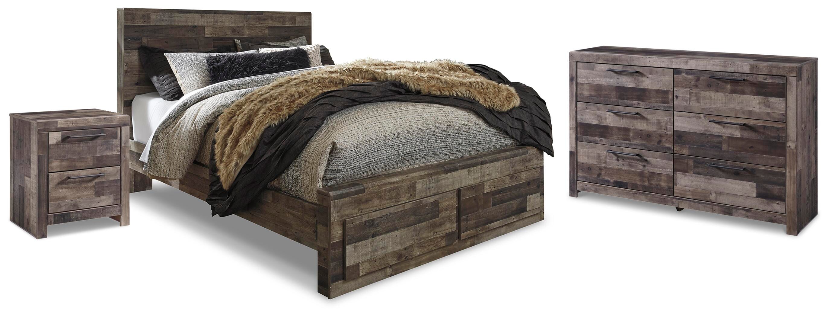 Derekson Panel Storage Bed, Dresser and Nightstand