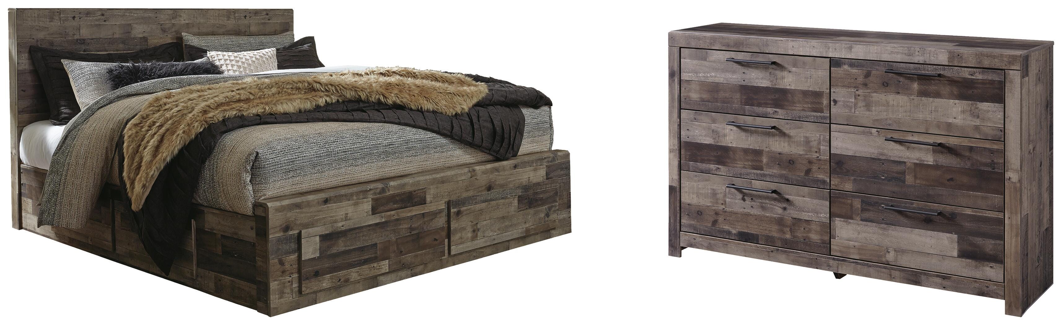 Derekson Panel Bed with 4 Storage Drawers with Dresser