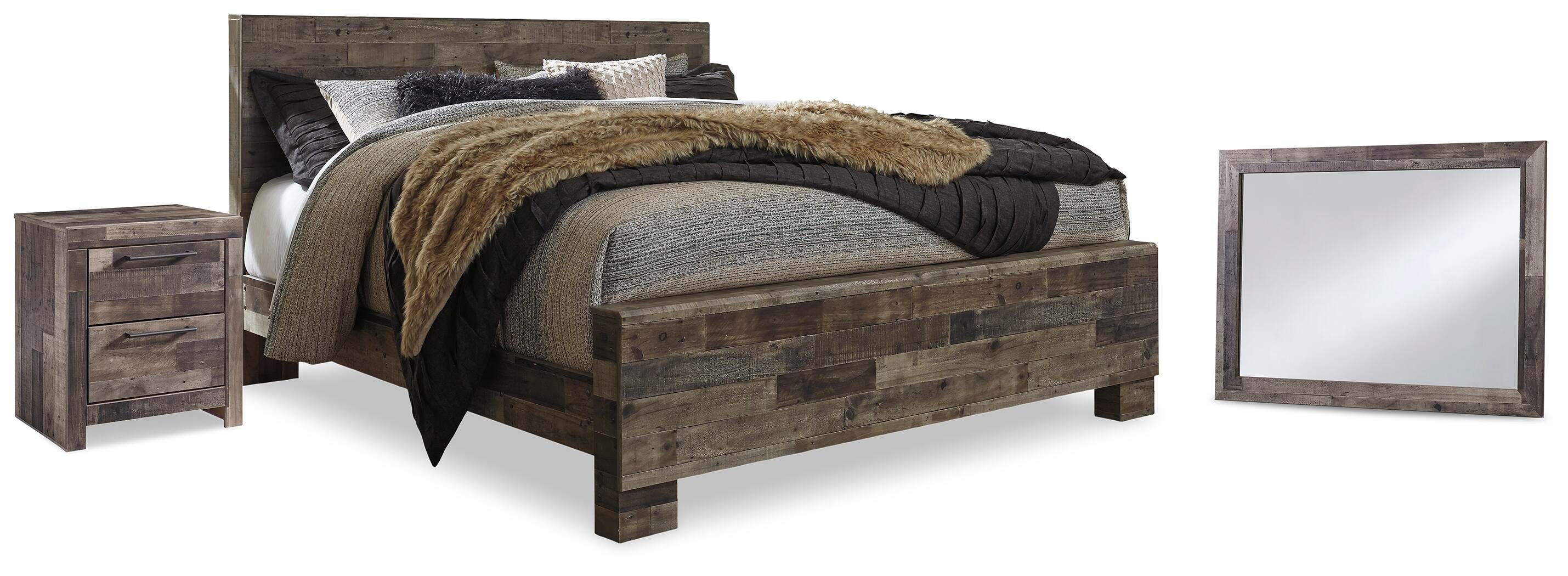 Derekson Panel Bed, Mirror and Nightstand