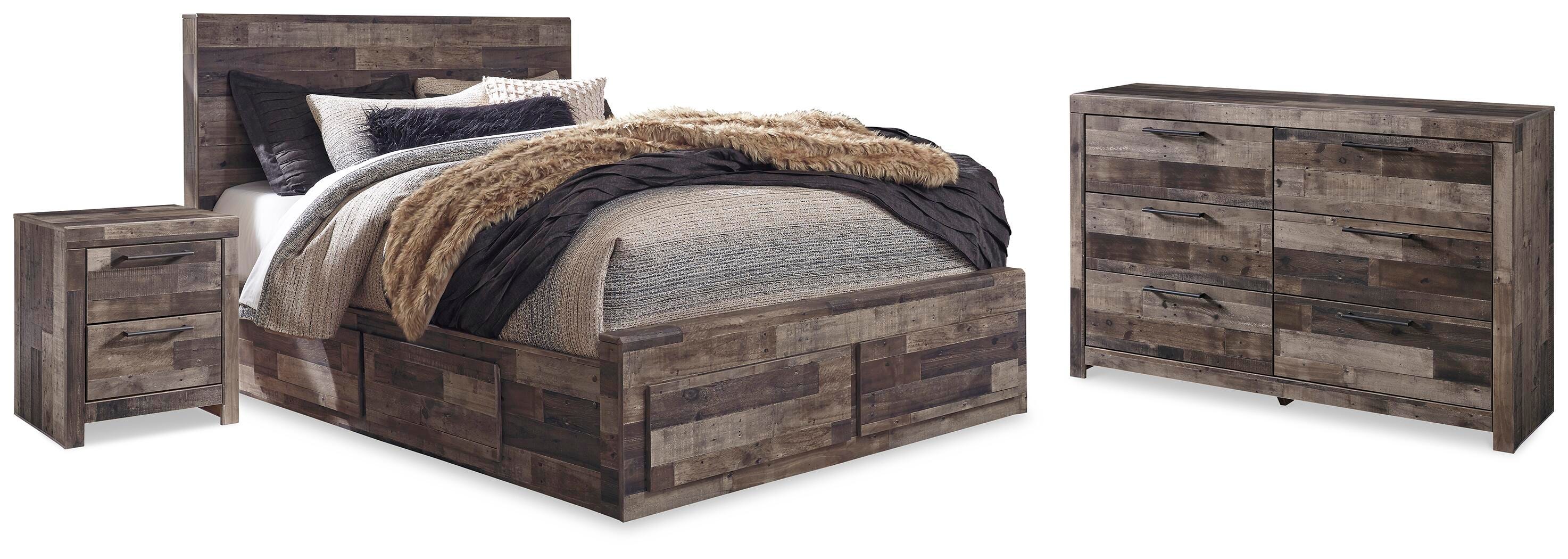 Derekson Panel Storage Bed, Dresser and 2 Nightstand