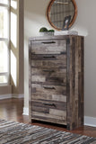 Kensley Panel Bed with 6 Storage Drawers with Mirrored Dresser and Chest