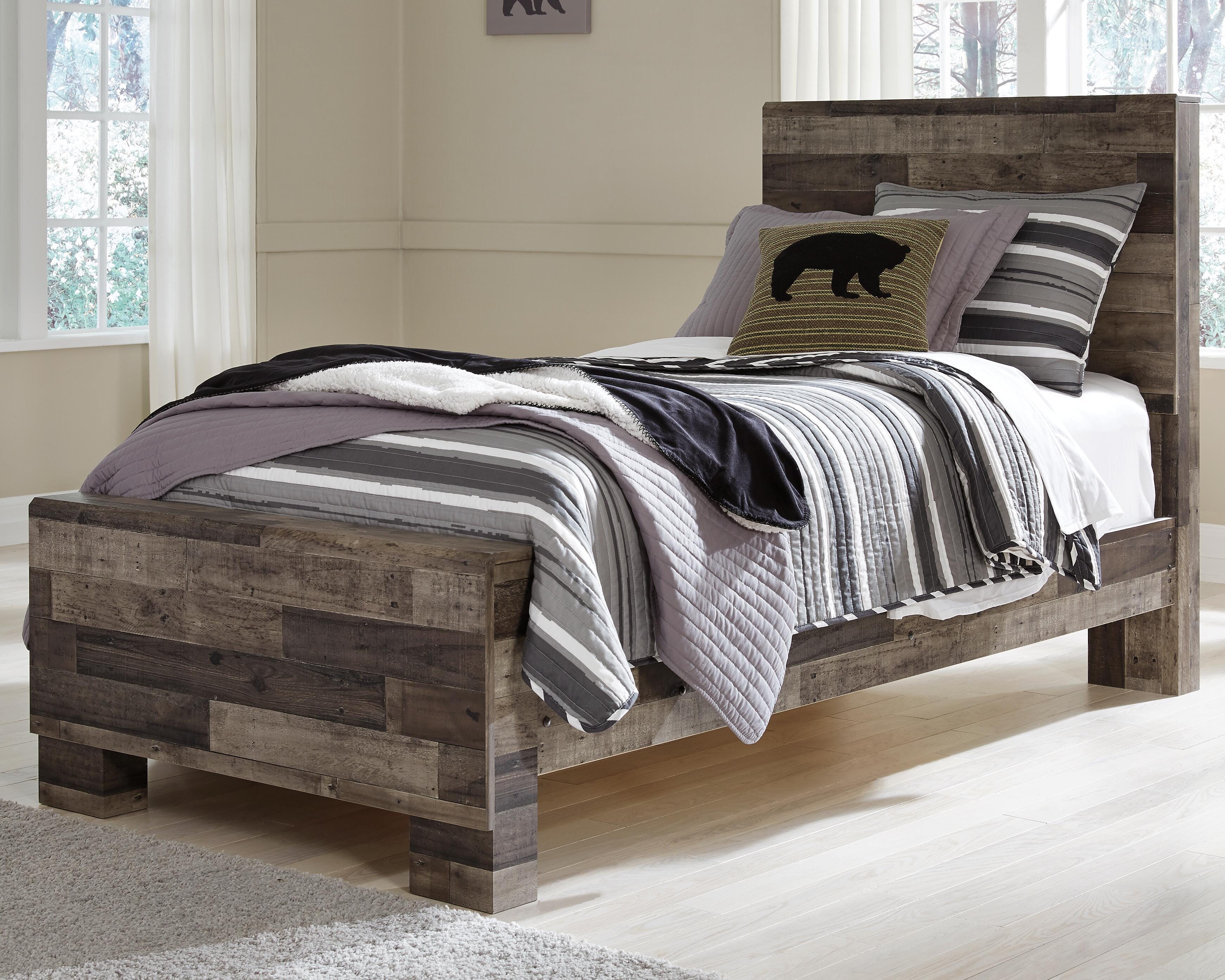 Derekson Panel Bed with Mirrored Dresser and Chest
