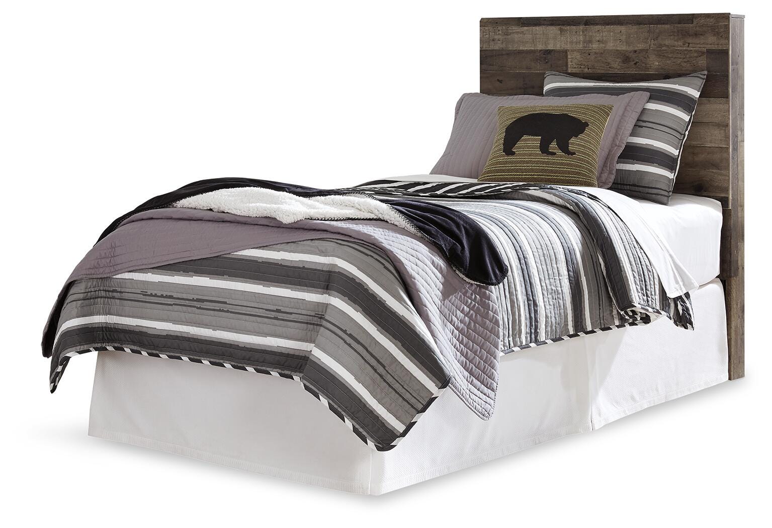 Derekson Panel Headboard with Mirrored Dresser and 2 Nightstands
