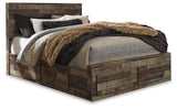 Derekson Panel Bed with 4 Storage Drawers with Mirrored Dresser and 2 Nightstands