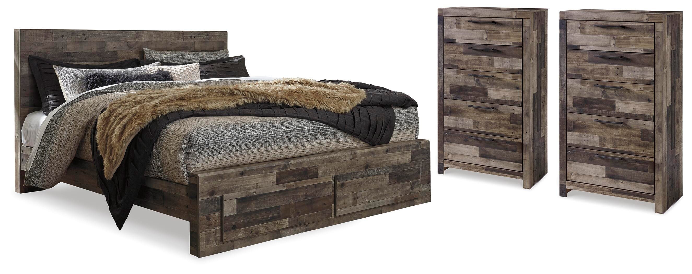 Derekson Storage Bed and 2 Chests