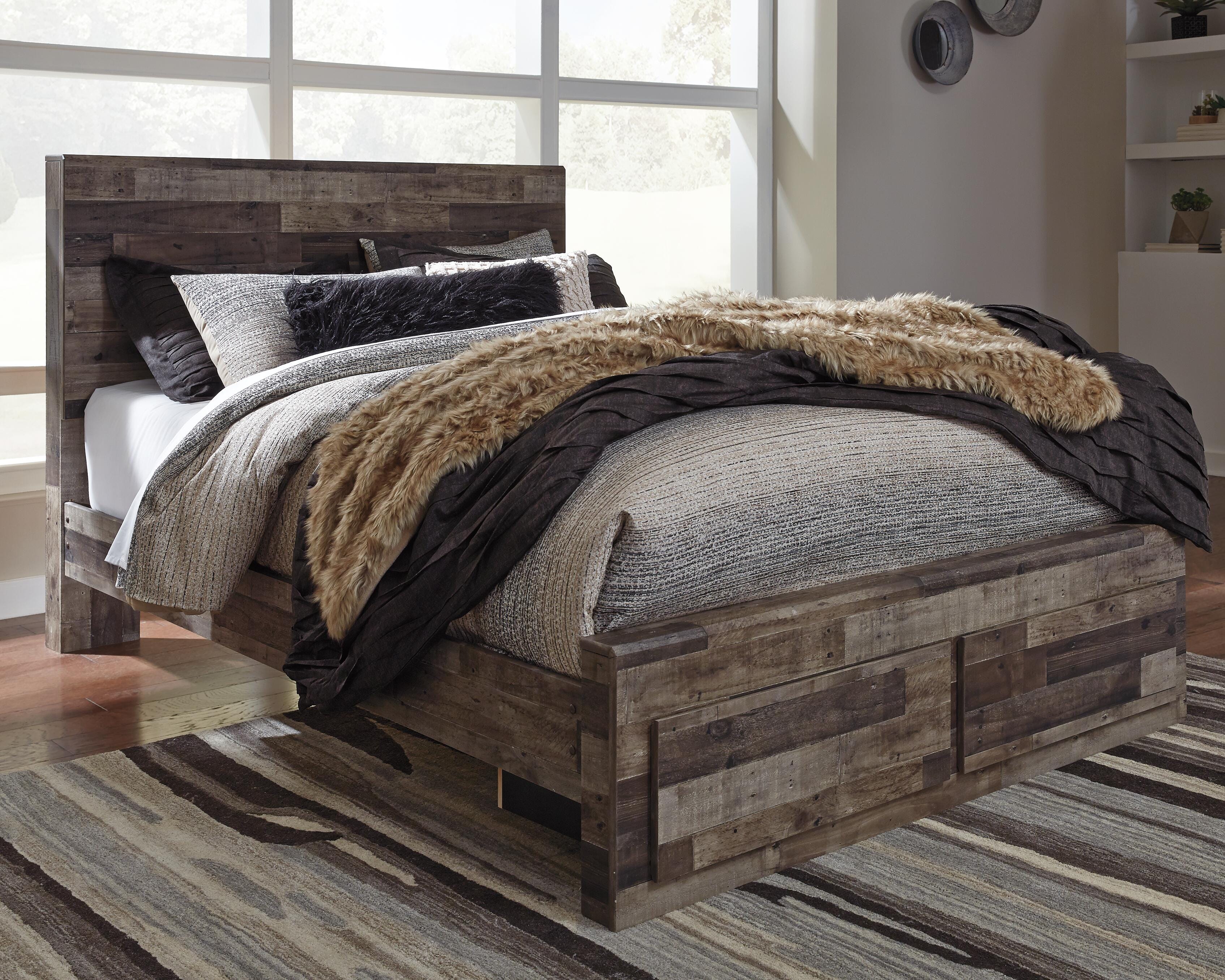 Derekson Panel Bed with 2 Storage Drawers with Mirrored Dresser, Chest and Nightstand