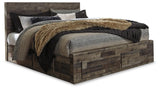 Derekson Panel Bed with 6 Storage Drawers with Mirrored Dresser and 2 Nightstands
