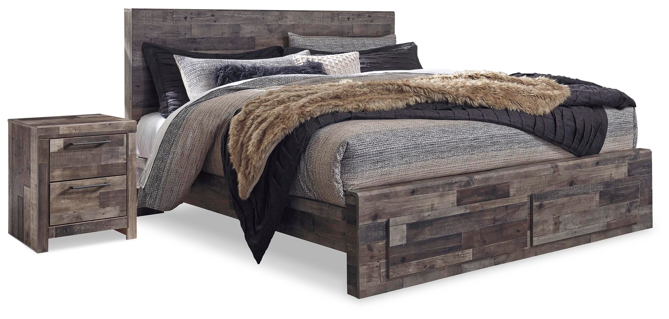 Derekson Panel Storage Bed and 2 Nightstands
