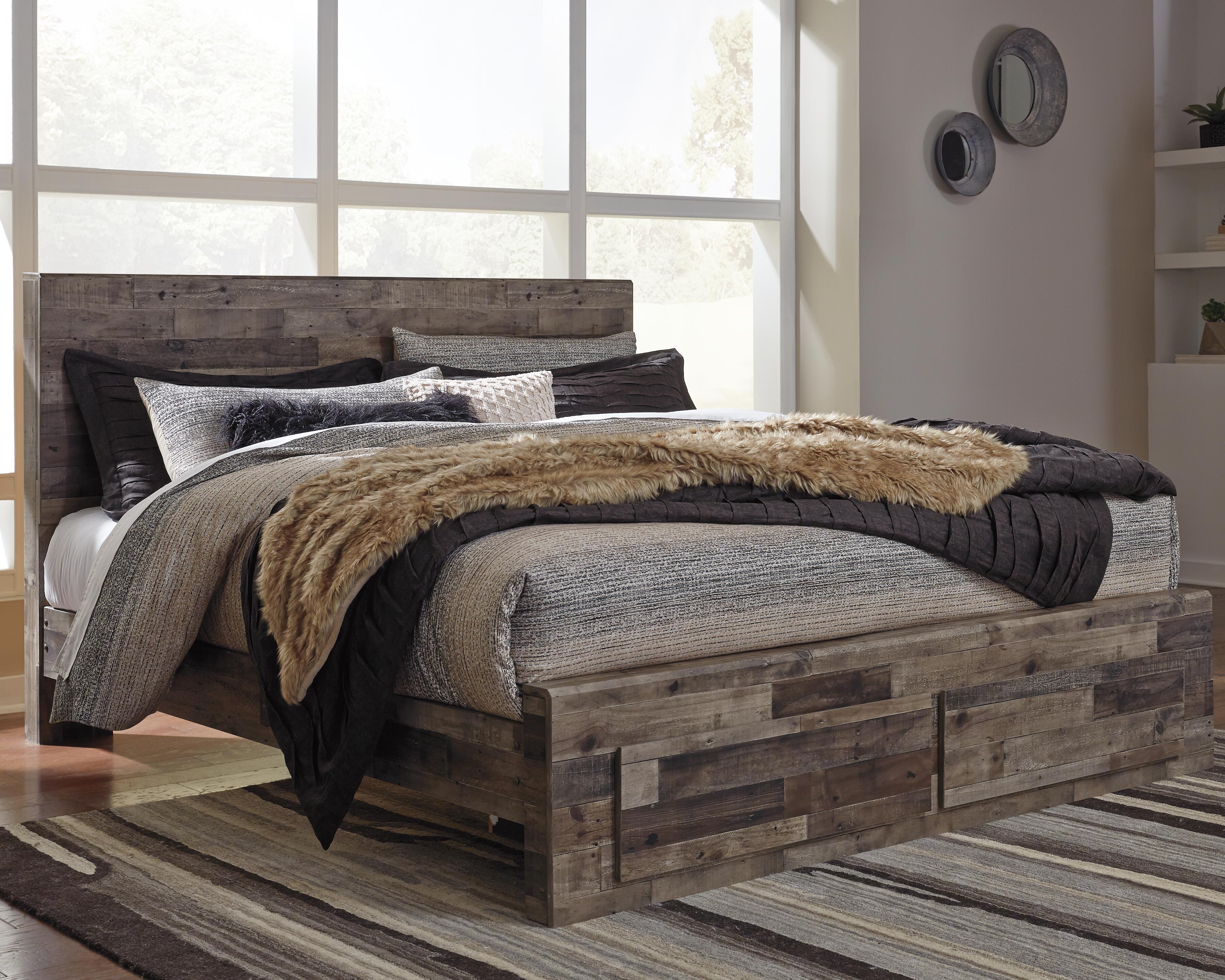 Derekson Panel Storage Bed and 2 Nightstands