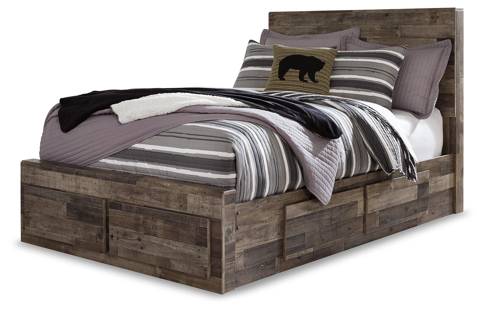 Derekson Panel Bed with 6 Storage Drawers with Dresser