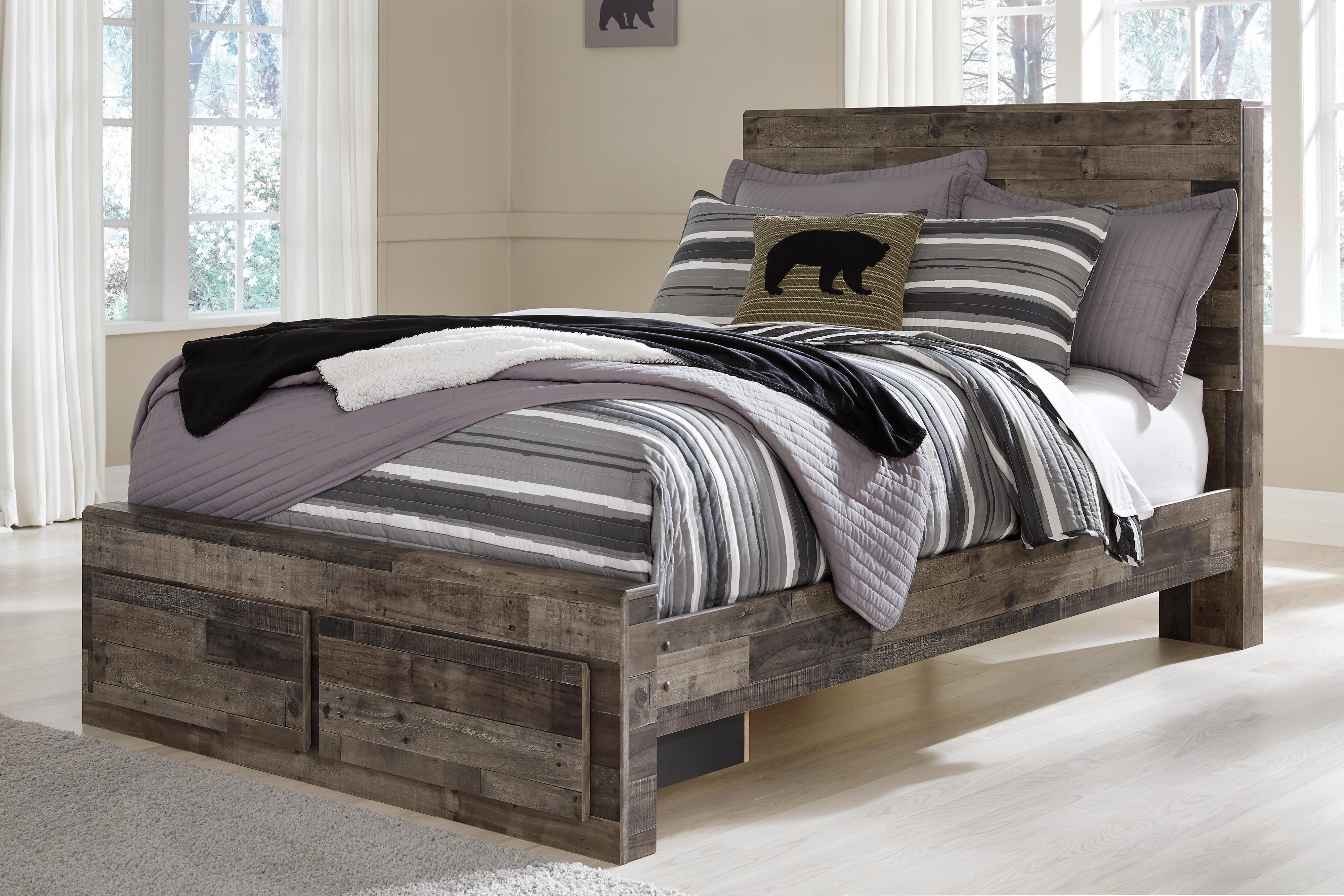 Derekson Panel Storage Bed, Dresser, Mirror and Nightstand