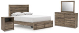 Elbrim Panel Storage Bed, Dresser, Mirror and Nightstand