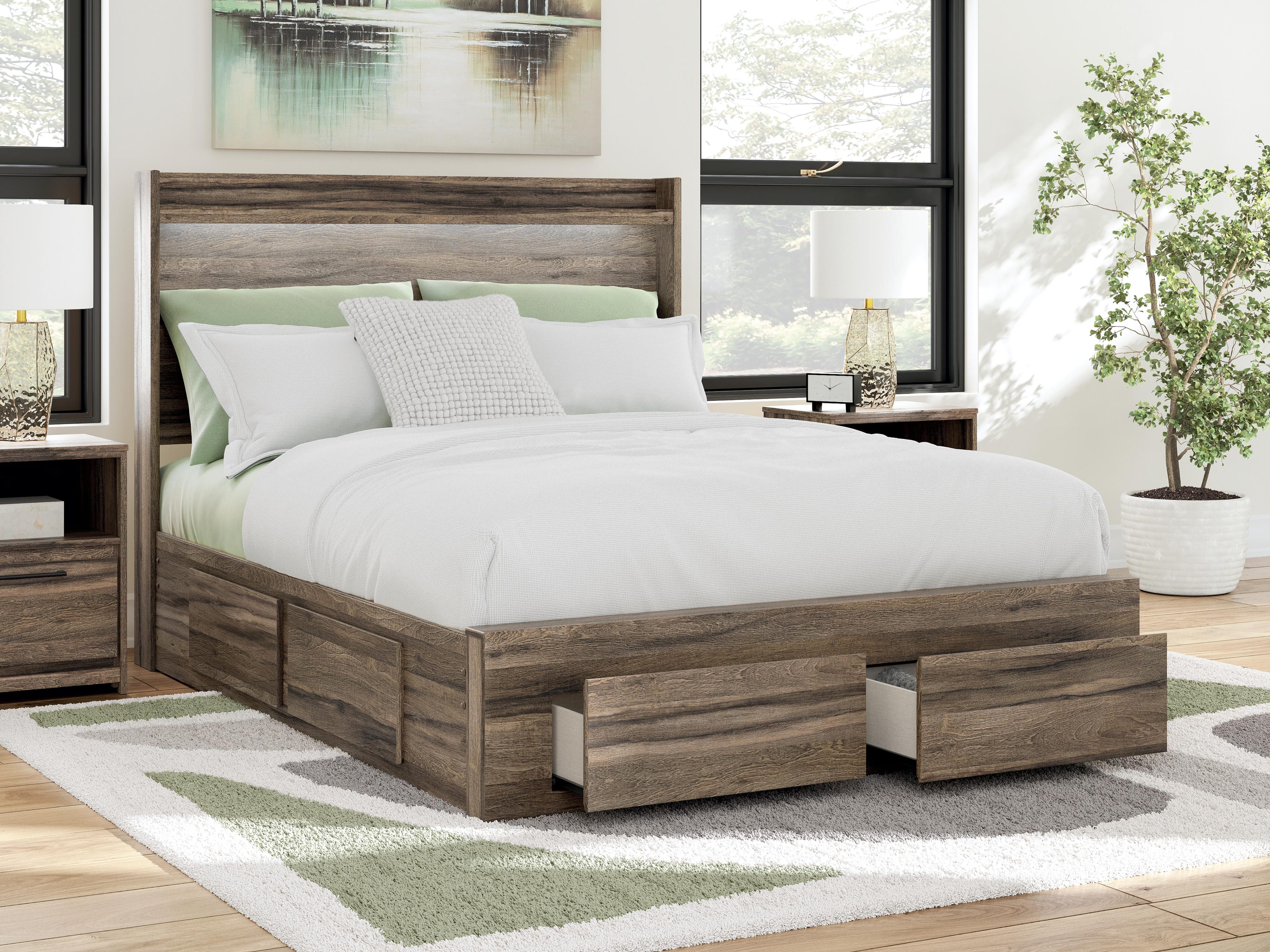 Elbrim Panel Storage Bed, Dresser and Mirror