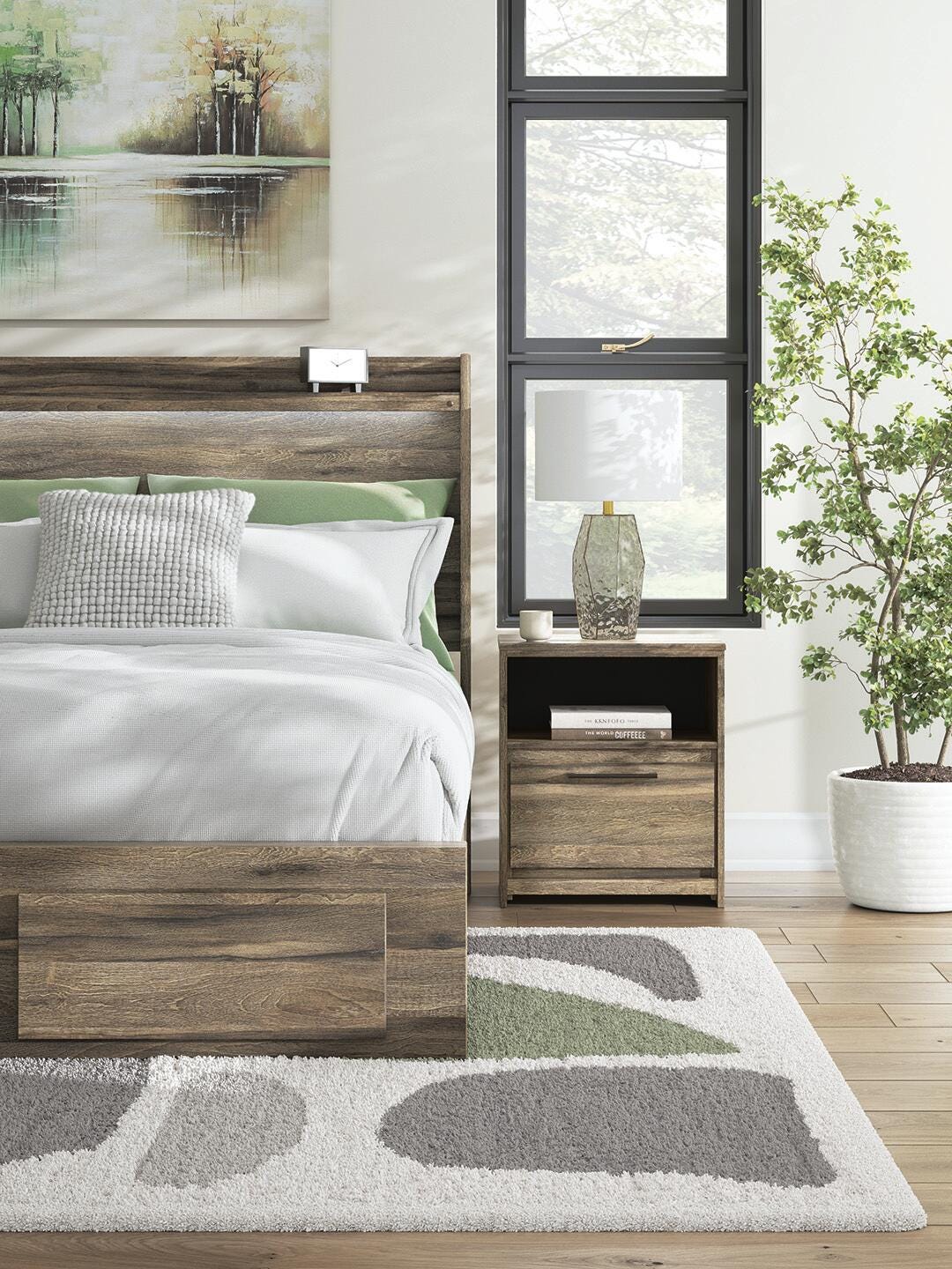 Elbrim Panel Storage Bed, Dresser, Mirror and Nightstand