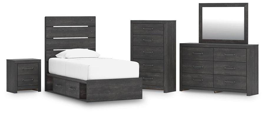 Hollivern Panel Bed with Storage, Dresser, Mirror, Chest and Nightstand