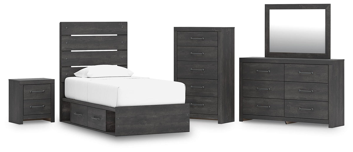 Hollivern Panel Bed with Storage, Dresser, Mirror, Chest and Nightstand