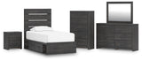 Hollivern Panel Bed with Storage, Dresser, Mirror, Chest and Nightstand