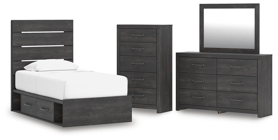 Hollivern Panel Storage Bed, Dresser, Mirror and Chest