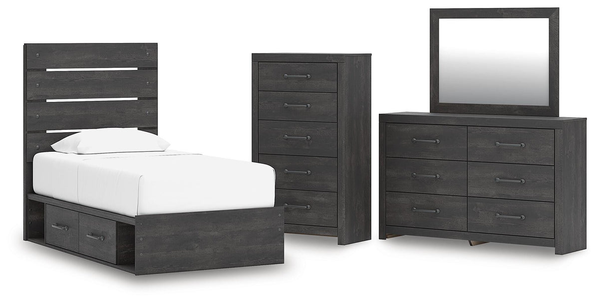 Hollivern Panel Storage Bed, Dresser, Mirror and Chest