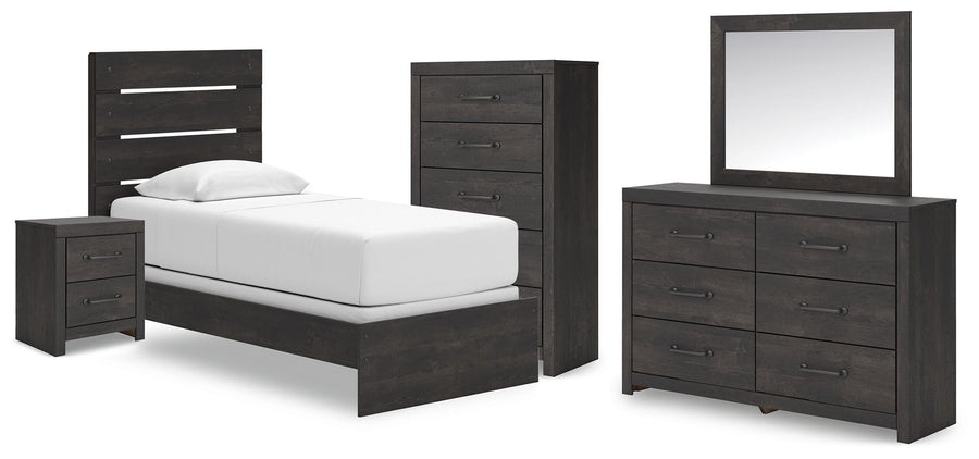 Hollivern Panel Bed, Dresser, Mirror, Chest and Nightstand
